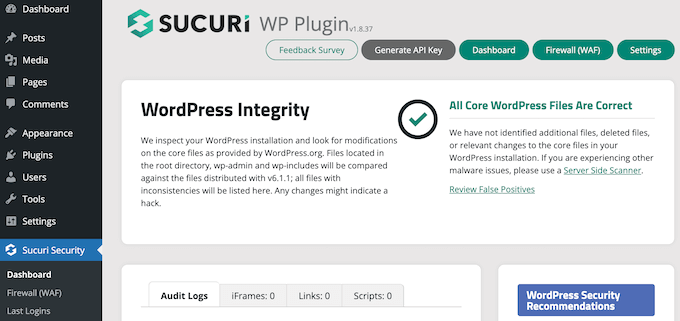 The Sucuri WordPress security plugin