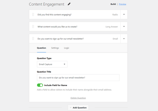 Userfeedback survey form builder