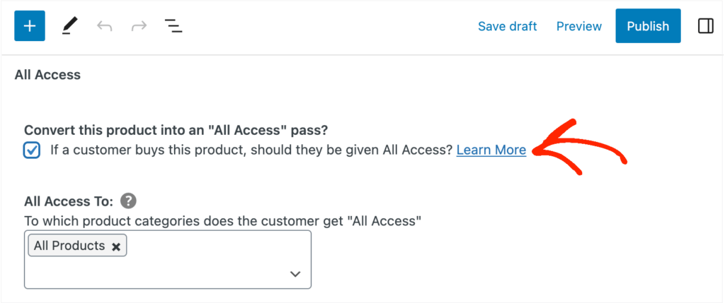 Creating an all access pass for an online store