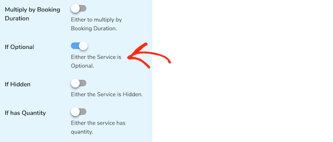 Making a service optional on an online store