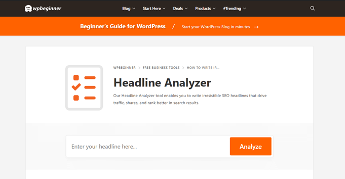 wpbeginner headline analyzer tool